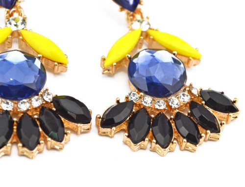 Fashion gold plated alloy drop crystal flower ear stud earrings E-2067