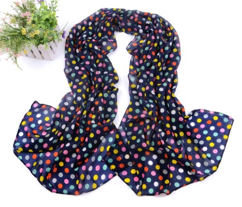 C-0055New arrival korea style autumn winter colourful round dot chiffon scarf