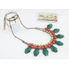 Europe vintage style bronze alloy resin gem tassels rhinestone pendant necklace N-3065