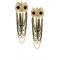 E-2073 Europe style golden black chain tassels owl stud earrings