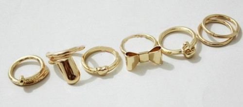 R-1093New Fashion Gold Tone Punk Cool Finger Nails Rings Set