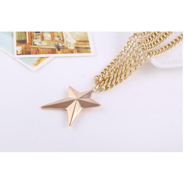 European ancient style fashion Golden star pendant multilayer long sweater thick chain necklace N-1628