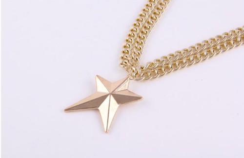 European ancient style fashion Golden star pendant multilayer long sweater thick chain necklace N-1628