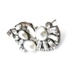 Fashion Silver/Gun black  plated clear rhinestone crystal flower pearl Ear Stud ear cuff E-2090
