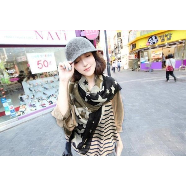 Korea fashion styles Silk chiffon star scarves shawl C-0056