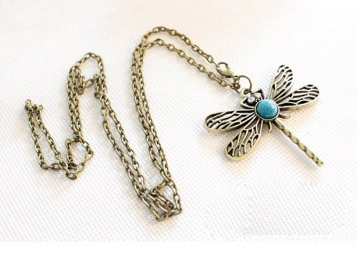 N-2611Vintage Trend fashion dragonfly pendant necklace long jewelry for women