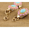 S-0081 European  Style  Gold Plated Alloy Rhinestone Pink Blue Resin Gem Choker Necklace Bracelet Set