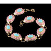 S-0081 European  Style  Gold Plated Alloy Rhinestone Pink Blue Resin Gem Choker Necklace Bracelet Set