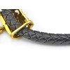 N-3094 European Vintage Gold Metal Hollow Out Flower Black Resin Four Leaf Clover  Pendant Necklace