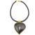 N-4864 European Vintage Style Gold Metal  Black Leather Chain Resin Heart Pendant Necklace