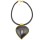 N-4864 European Vintage Style Gold Metal  Black Leather Chain Resin Heart Pendant Necklace