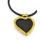 N-4864 European Vintage Style Gold Metal  Black Leather Chain Resin Heart Pendant Necklace