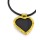 N-4864 European Vintage Style Gold Metal  Black Leather Chain Resin Heart Pendant Necklace