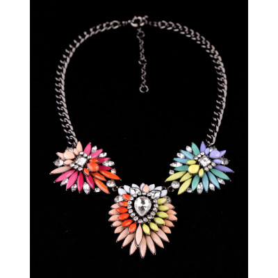 New Arrival Jewelry Colorful Acrylic Flower Statement Choker Necklaces N-3036