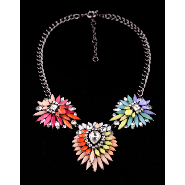 New Arrival Jewelry Colorful Acrylic Flower Statement Choker Necklaces N-3036