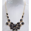 N-3097 European Fashion Gold Plated Metal Resin Drop Gem Flower Pendant Necklace