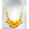 N-3097 European Fashion Gold Plated Metal Resin Drop Gem Flower Pendant Necklace