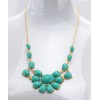 N-3097 European Fashion Gold Plated Metal Resin Drop Gem Flower Pendant Necklace