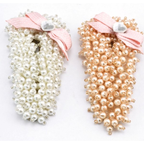 F-0126 Fashion korea style lovely pure small white/pink simulating-pearl bowknot hair clip