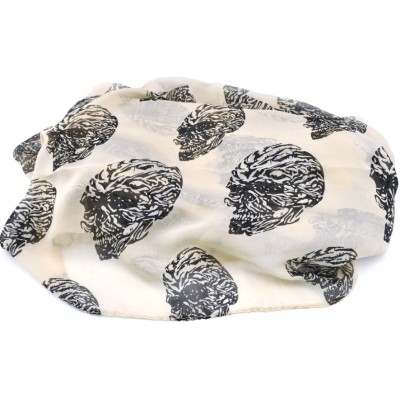 Korea fashion style white black khaki 3 colors Silk chiffon skeleton head square scarves shawl C-0059