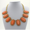 N-3114 New Arrival  Vintage Style Metal Rhinestone 5colors resin gem flower Pendant Necklace