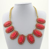 N-3114 New Arrival  Vintage Style Metal Rhinestone 5colors resin gem flower Pendant Necklace