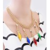 N-4279 New Arrival  Fashion CharmingGold Plated Metal Colorful Rhombus Crystal Pendant Necklace