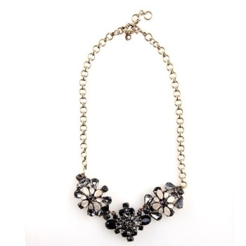 N-3111 New Arrival  Vintage Style Metal Rhinestone Crystal Flower Pendant Statement Necklace