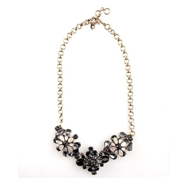 N-3111 New Arrival  Vintage Style Metal Rhinestone Crystal Flower Pendant Statement Necklace
