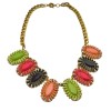N-3114 New Arrival  Vintage Style Metal Rhinestone 5colors resin gem flower Pendant Necklace