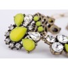 N-3113 New Arrival Vintage Style Gold Plated Metal Crystal Resin Gem Flower Bib Pendant Necklace