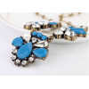 N-3113 New Arrival Vintage Style Gold Plated Metal Crystal Resin Gem Flower Bib Pendant Necklace
