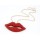 N-2913 New European Gold Plated Chain Red Rhinestone Lip Pendant Necklace