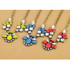N-3113 New Arrival Vintage Style Gold Plated Metal Crystal Resin Gem Flower Bib Pendant Necklace