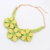 N-3115 New Arrival Fashion Koear Ribbon Gold Plated Chain Wood Flower Acrylic Crystal Pendant Necklace