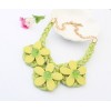 N-3115 New Arrival Fashion Koear Ribbon Gold Plated Chain Wood Flower Acrylic Crystal Pendant Necklace