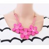 N-3115 New Arrival Fashion Koear Ribbon Gold Plated Chain Wood Flower Acrylic Crystal Pendant Necklace