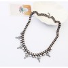 N-0587 New Arrival Fashion Gun Black Alloy Acrylic Pearl Rhinestone Cross Pendant Necklace