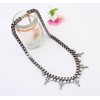 N-0587 New Arrival Fashion Gun Black Alloy Acrylic Pearl Rhinestone Cross Pendant Necklace