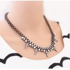N-0587 New Arrival Fashion Gun Black Alloy Acrylic Pearl Rhinestone Cross Pendant Necklace