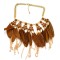 N-1256 Bohemian Style Golden Chunky Beads Chain Feather Tassel Choker Bib Neklace