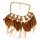 N-1256 Bohemian Style Golden Chunky Beads Chain Feather Tassel Choker Bib Neklace