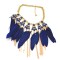 N-1256 Bohemian Style Golden Chunky Beads Chain Feather Tassel Choker Bib Neklace