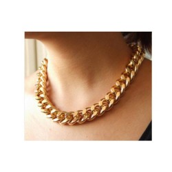 N-1634 New Arrival Fashion Punk Gold Plated CCB Flat Snake Chain Necklace