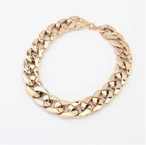 N-1634 New Arrival Fashion Punk Gold Plated CCB Flat Snake Chain Necklace