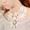 N-1635 New Gothic needle lace hollow out flower resin gem drop Necklace 2 colors