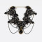 N-1639 New Gothic Black needle lace Hollow Out Flower chain tassels rhinestone gem Pendant Necklace