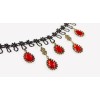 N-1641 New Gothic Black silk Flower chain Bronze Alloy Red Crystal Drop Pendant Choker Necklace