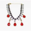 N-1641 New Gothic Black silk Flower chain Bronze Alloy Red Crystal Drop Pendant Choker Necklace