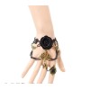 S-0083 New Gothic Black silk Lace Flower chain Big Flower Bronze Alloy Spider Drop Tassel Chain Pendant Choker Necklace Bracelet Ring Set